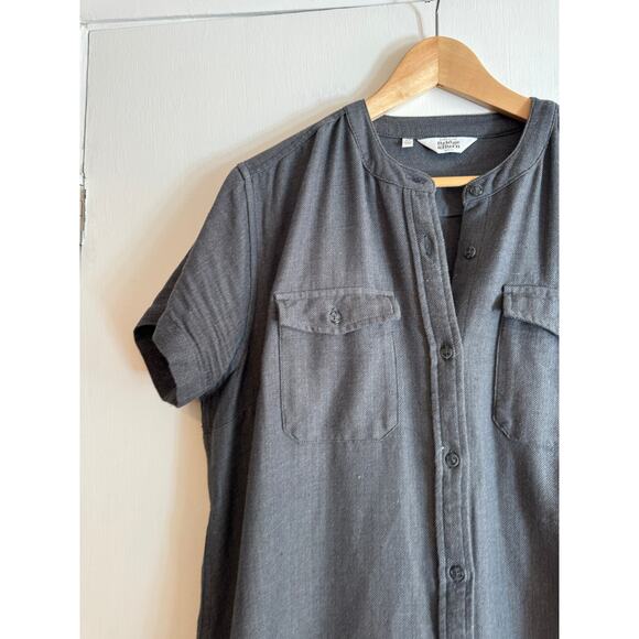 Bridge & Burn Dress Eliza T-shirt button down grey organic recycled cott… - Picture 2 of 8